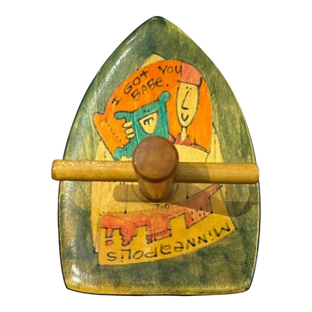 Dana McDill Wooden Bath Boat Minneapolis Folk Art 1998 Green Yellow Very Good